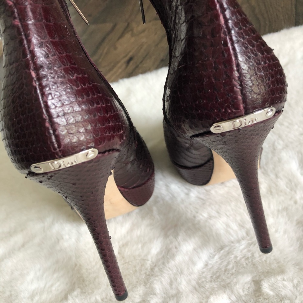 Christian Dior Python Platform Booties Boots Wine - image 3